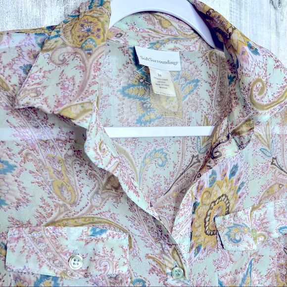 Soft Surroundings Button Silk Top - Picture 3 of 6